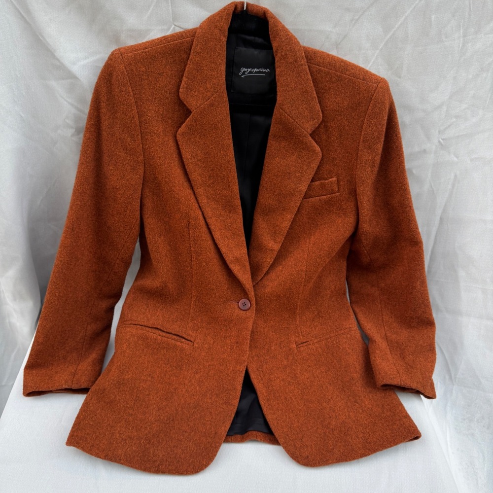 Georges Marciano Blazer 2 Rust Orange Vintage 90s Wool Tailored Made in USA